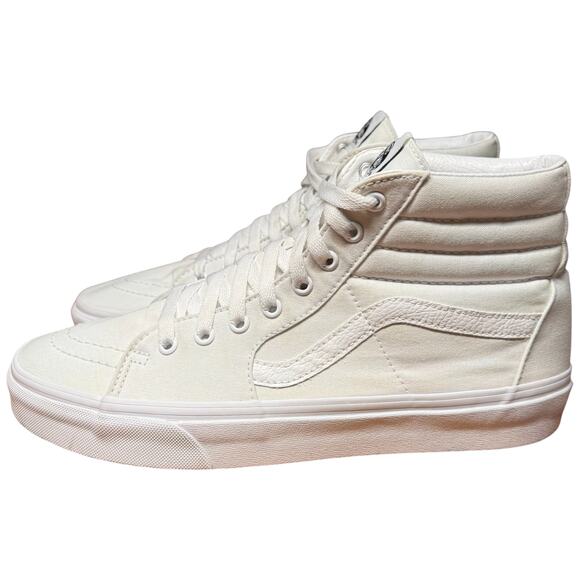 VANS Sk8-Hi Men's 10/W11.5 True White Sneakers Leather Cuff Canvas Skate Shoes - Picture 1 of 16